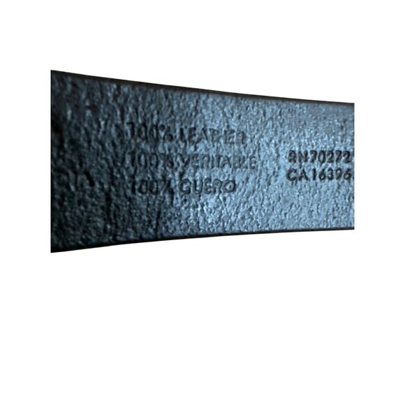 Liz Claiborne Black Leather Belt With Textured Buckle & Embossed Design - Picture 5 of 7